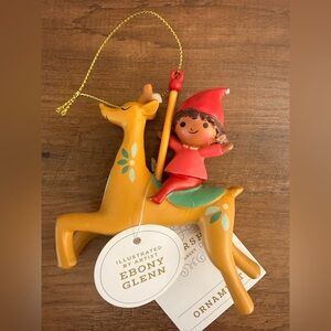 Ebony Glenn Wood Elf and Reindeer Christmas Tree Ornament - Wondershop™ NWT
